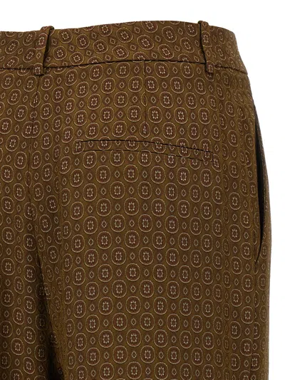 Saint Laurent Twill Pants Featuring All-over Pattern In Brown