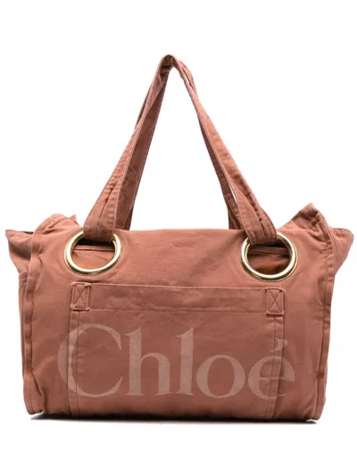 Chloé Medium Plage Tote Bag In Orange