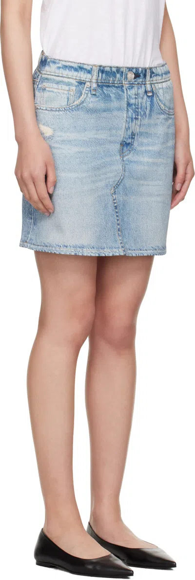 Rag & Bone Miramar Ponte Printed Stretch-jersey Mini Skirt In Blue