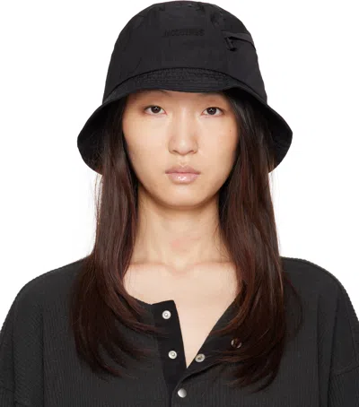 Jacquemus Le Bob Nylon Bucket Hat In Black