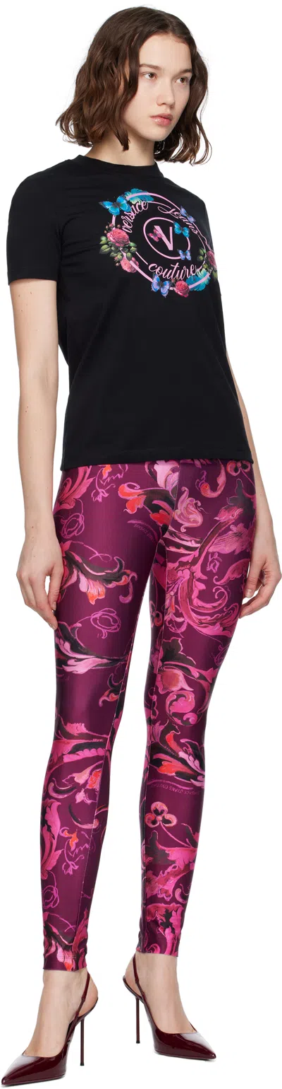 Versace Jeans Couture Crew Neck T-shirt With Print In Black