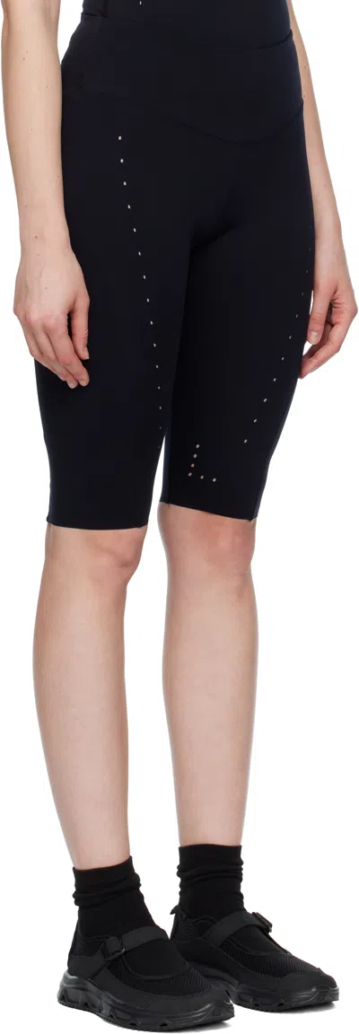 Roa Black Compression Biker Sport Shorts In Black