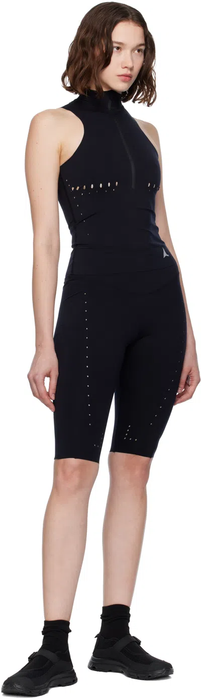 Roa Black Compression Biker Sport Shorts In Black