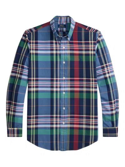 Polo Ralph Lauren Check Pattern Shirt Custom-fit In Blue