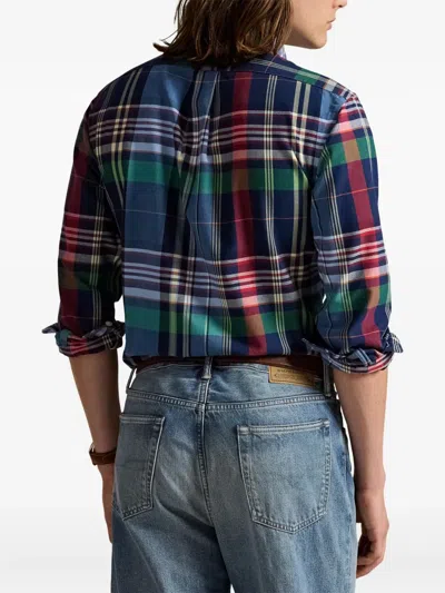 Polo Ralph Lauren Check Pattern Shirt Custom-fit In Blue