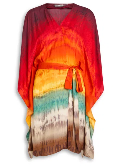 Alice And Olivia Marva Belted Mini Kaftan In Multi