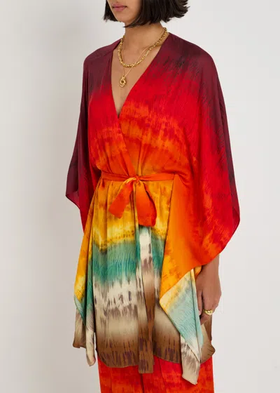 Alice And Olivia Marva Belted Mini Kaftan In Multi