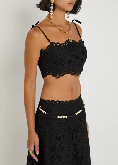 Zimmermann Rhiannon Embroidered Top In Black