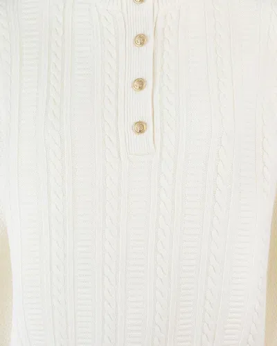 Apc Thea Cable-knit Button Sweater In White
