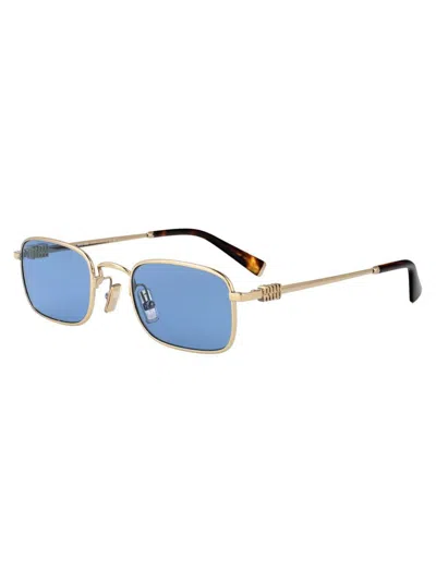 Miu Miu Rectangular Sunglasses In Gold