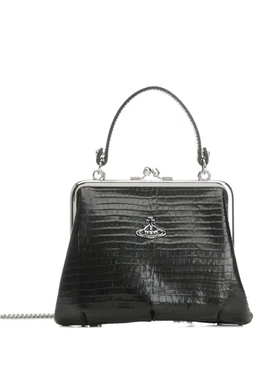 Vivienne Westwood Crocodile-effect Granny Frame Purse In Black