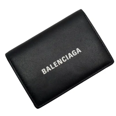 Pre-owned Balenciaga Black Leather Wallet (tri-fold) ()