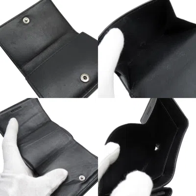 Pre-owned Balenciaga Black Leather Wallet (tri-fold) ()