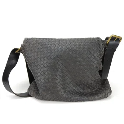 Pre-owned Bottega Veneta Intrecciato Dark Gray Leather Shoulder Bag ()
