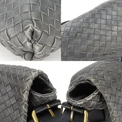 Pre-owned Bottega Veneta Intrecciato Dark Gray Leather Shoulder Bag ()