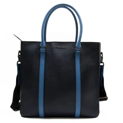 Pre-owned Burberry Blue Navy Leather Handbag Shoulder Bag ()