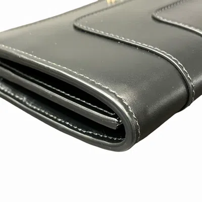 Pre-owned Bvlgari Black Leather Long Wallet (bi-fold) ()