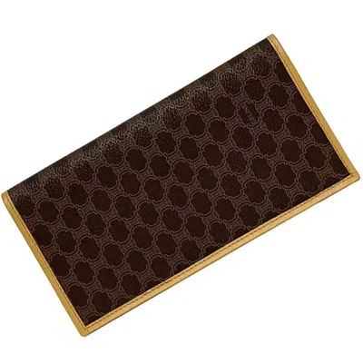 Pre-owned Celine Beige Brown Pvc Leather Long Wallet (bi-fold) () In Multi