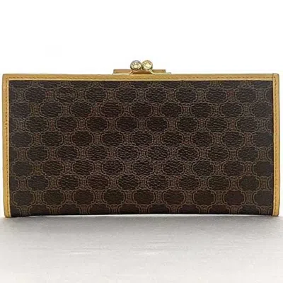 Pre-owned Celine Beige Brown Pvc Leather Long Wallet (bi-fold) () In Multi