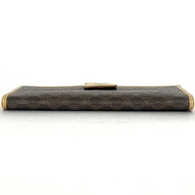 Pre-owned Celine Beige Brown Pvc Leather Long Wallet (bi-fold) () In Multi