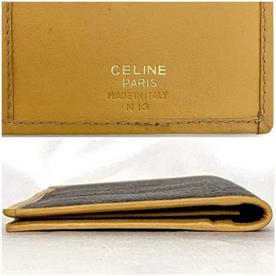 Pre-owned Celine Beige Brown Pvc Leather Long Wallet (bi-fold) () In Multi