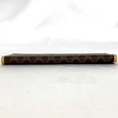Pre-owned Celine Beige Brown Pvc Leather Long Wallet (bi-fold) () In Multi