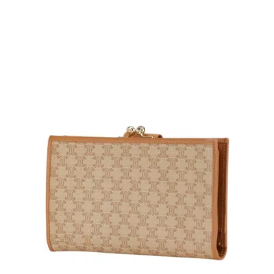 Pre-owned Celine Beige Brown Pvc Leather Long Wallet (bi-fold) ()