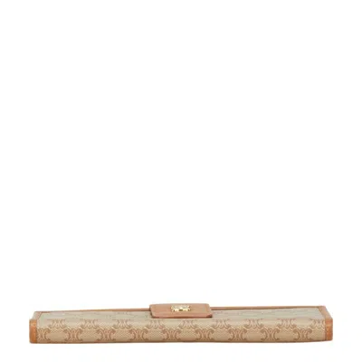 Pre-owned Celine Beige Brown Pvc Leather Long Wallet (bi-fold) ()