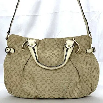 Pre-owned Celine Beige Canvas Leather Shoulder Bag Tote Bag ()