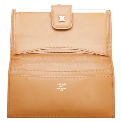 Pre-owned Celine Beige Brown Pvc Leather Long Wallet (bi-fold) ()