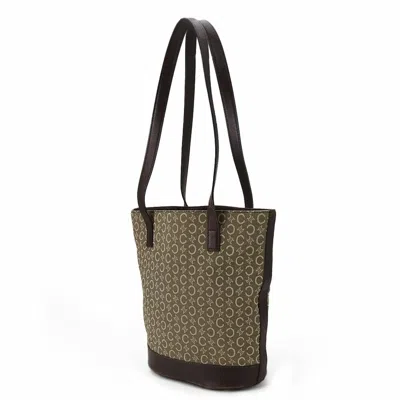 Pre-owned Celine Beige Dark Brown Canvas Leather Tote Bag ()