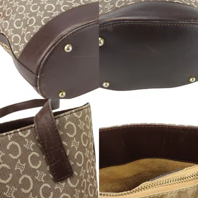 Pre-owned Celine Beige Dark Brown Canvas Leather Tote Bag ()
