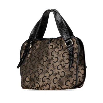 Pre-owned Celine Black Khaki Canvas Leather Tote Bag ()