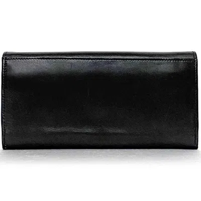 Pre-owned Celine Black Leather Long Wallet (bi-fold) ()