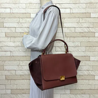 Pre-owned Celine Bordeaux Red Color Leather Shoulder Bag ()
