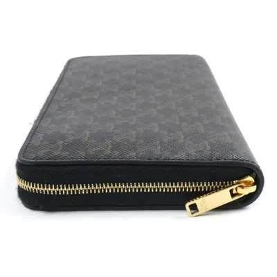 Pre-owned Celine Brown Coated Canvas Leather Long Wallet (bi-fold) ()