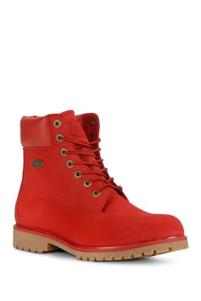 Lugz Mens Convoy Fleece Wide Block Heel Lace Up Boots In Red
