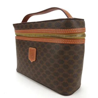 Pre-owned Celine Macadam Brown Pvc Leather Handbag Vanity Bag ()