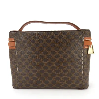 Pre-owned Celine Macadam Brown Pvc Leather Handbag Vanity Bag ()