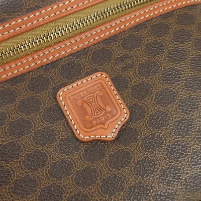 Pre-owned Celine Macadam Brown Pvc Leather Handbag Vanity Bag ()