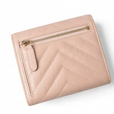 Pre-owned Chanel Baby Pink Leather Wallet (tri-fold) ()