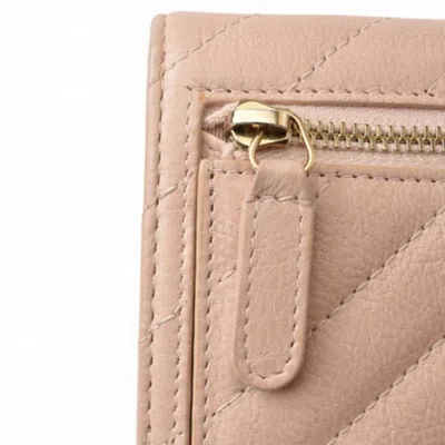 Pre-owned Chanel Baby Pink Leather Wallet (tri-fold) ()