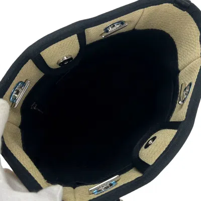 Pre-owned Chanel Beige Black Canvas Leather Tote Bag ()