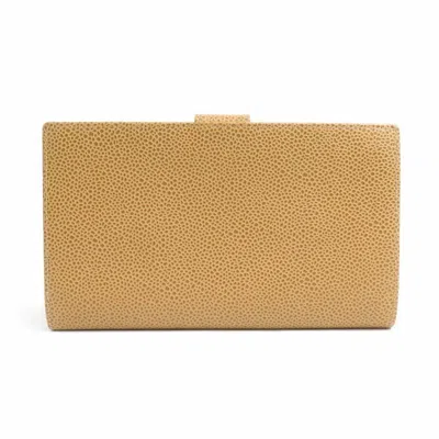 Pre-owned Chanel Beige Grained Calfskin Leather Wallet (bi-fold) () In Sand