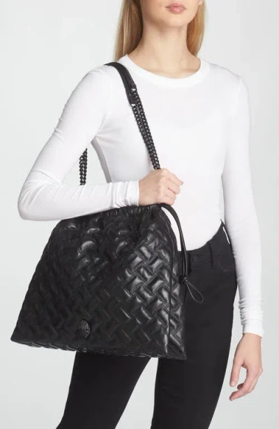 Kurt Geiger London Kensington Drawstring Quilted Leather Shoulder Bag In Black