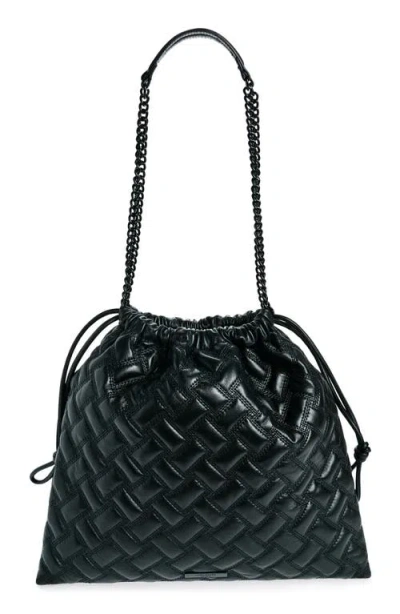 Kurt Geiger London Kensington Drawstring Quilted Leather Shoulder Bag In Black