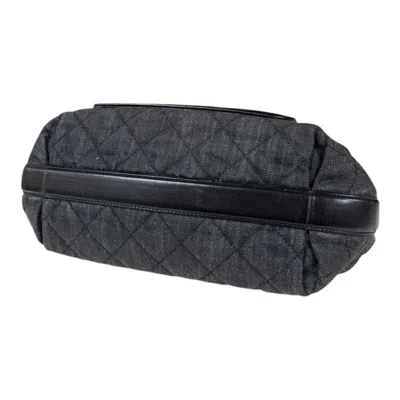 Pre-owned Chanel Black Gray Denim Leather Shoulder Bag ()