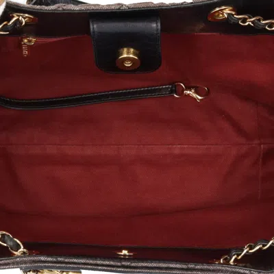 Pre-owned Chanel Black Gray Denim Leather Shoulder Bag ()