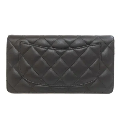 Pre-owned Chanel Black Leather Long Wallet (bi-fold) ()
