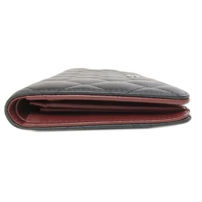 Pre-owned Chanel Black Leather Long Wallet (bi-fold) ()